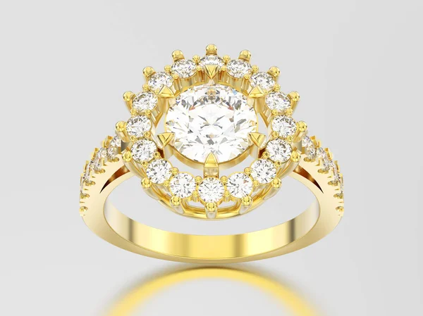 Ilustración 3D anillo de diamantes decorativo solitario de oro amarillo wi —  Fotos de Stock