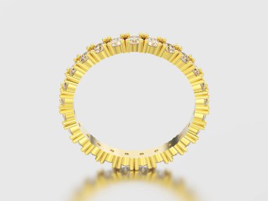 3D resimde sarı altın sonsuzluk elmas yüzük ile tașõma grubu