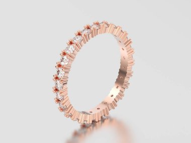 3D resimde gül altın sonsuzluk band elmas yüzük ile reflec