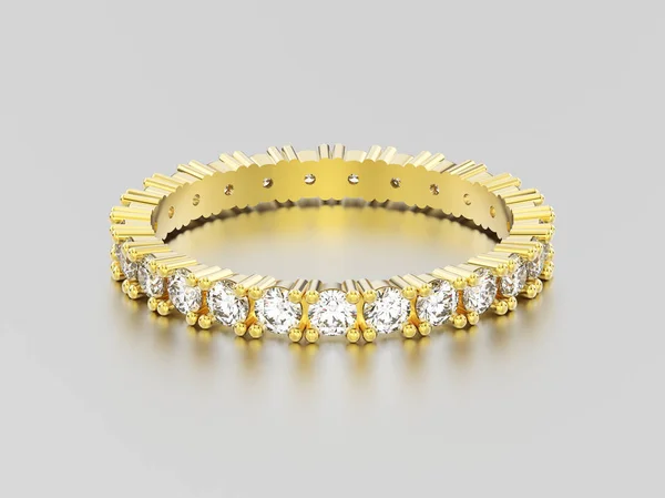 3D Abbildung Gelbgold Ewigkeitsband Diamantring mit Reflex — Stockfoto