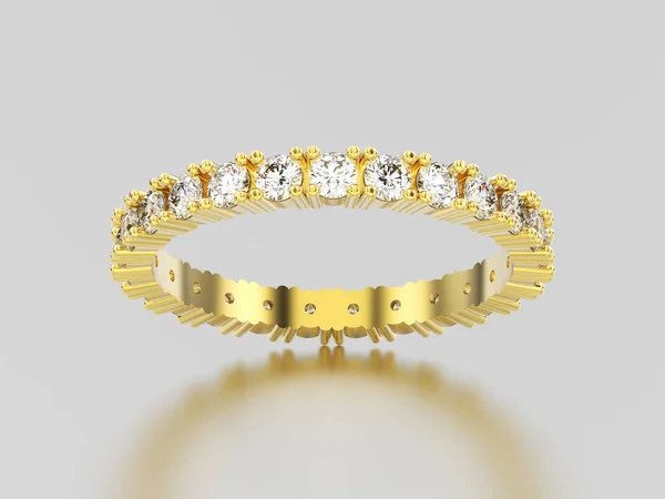 3D Abbildung Gelbgold Ewigkeitsband Diamantring mit Reflex — Stockfoto