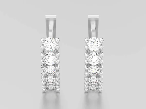 3D иллюстрация два белого золота или серебра декоративные серьги алмаз — стоковое фото