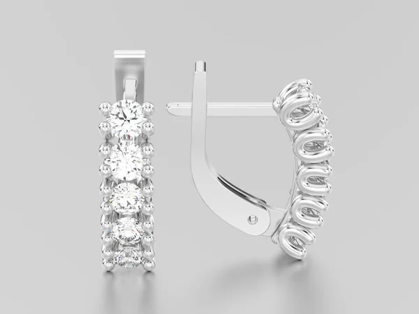 3D иллюстрация два белого золота или серебра декоративные серьги алмаз — стоковое фото
