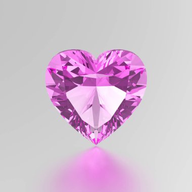 3D çizim pembe elmas kalp taş