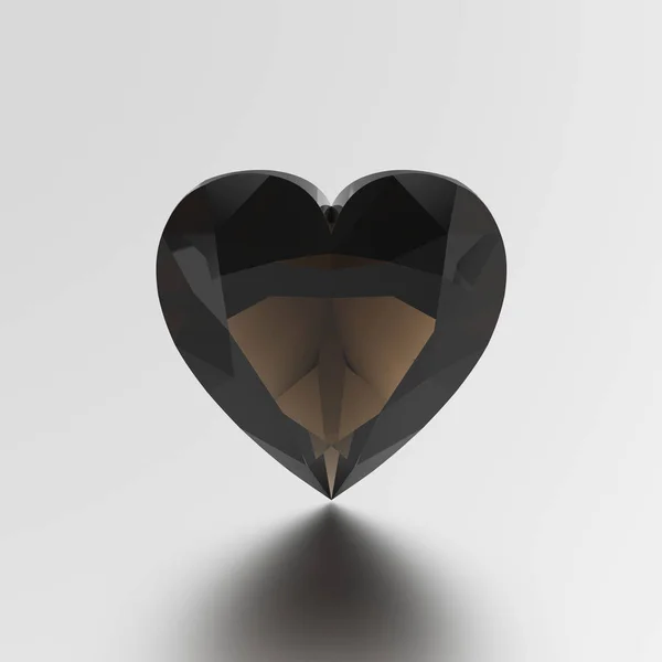 3D afbeelding zwart diamant hart steen — Stockfoto