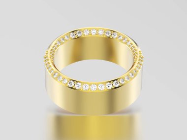 3D resimde sarı altın zarif yanılsama dekoratif elmas 