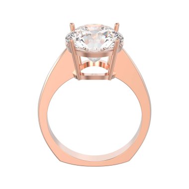 3D illüstrasyon izole gül altın nişan euro stili halka wi