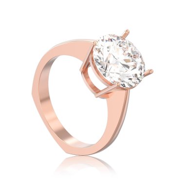 3D illüstrasyon izole gül altın nişan euro stili halka wi