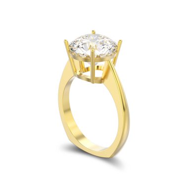 3D illüstrasyon izole sarı altın nişan euro tarzı ring 
