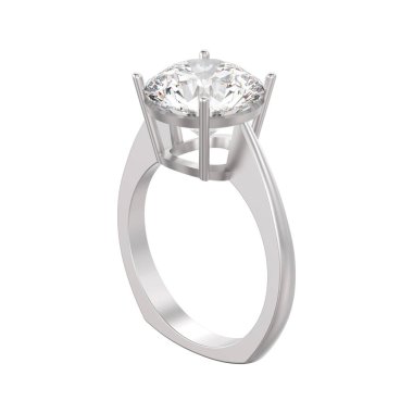 3D illüstrasyon izole beyaz altın veya gümüş nişan euro tarzı ring Elmas