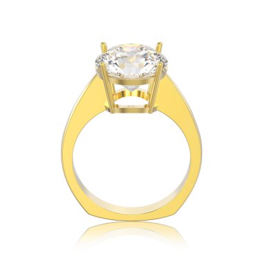 3D illüstrasyon izole sarı altın nişan euro tarzı ring 