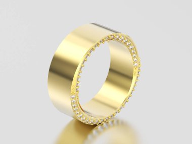 3D resimde sarı altın zarif yanılsama dekoratif elmas 