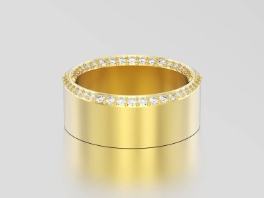 3D resimde sarı altın zarif yanılsama dekoratif elmas 