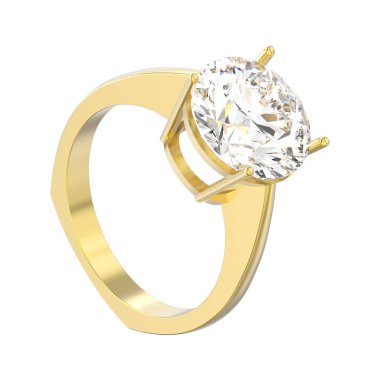 3D illüstrasyon izole sarı altın nişan euro tarzı ring 