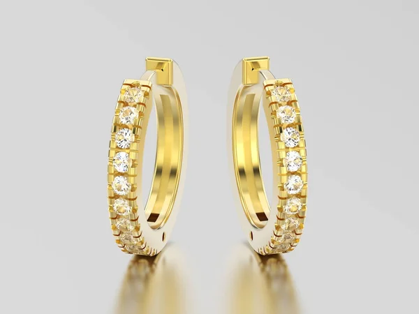 3D ілюстрація жовті золоті декоративні діамантові сережки з навісними l — стокове фото