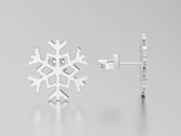 3D-s illusztráció fehér arany vagy ezüst hópehely fülbevaló — Stock Fotó