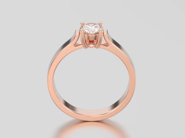 3D çizim altın tek taş nişan elmas yüzük ile yükseldi