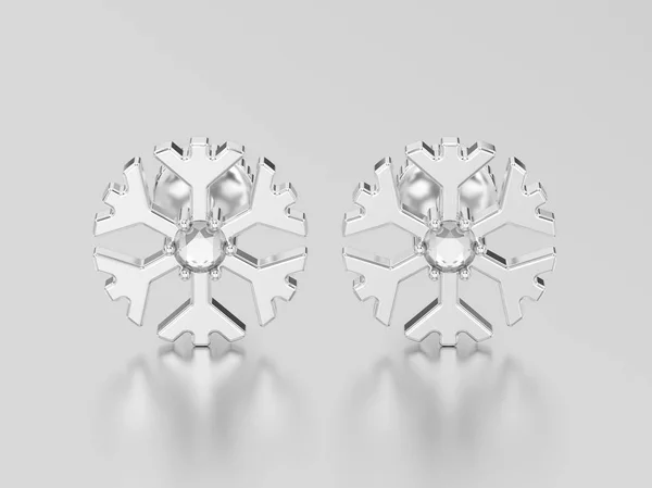 3D иллюстрация белое золото или серебро бриллиант снежинка серьга — стоковое фото