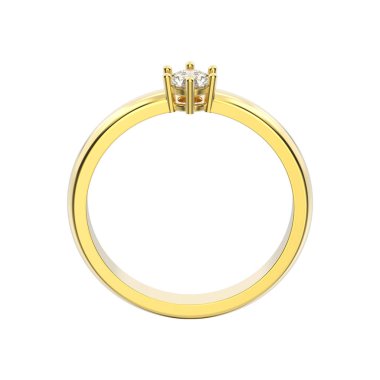 3D illüstrasyon izole sarı altın geleneksel solitaire engag