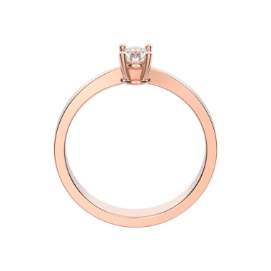 3D illüstrasyon izole gül altın dekoratif solitaire engageme