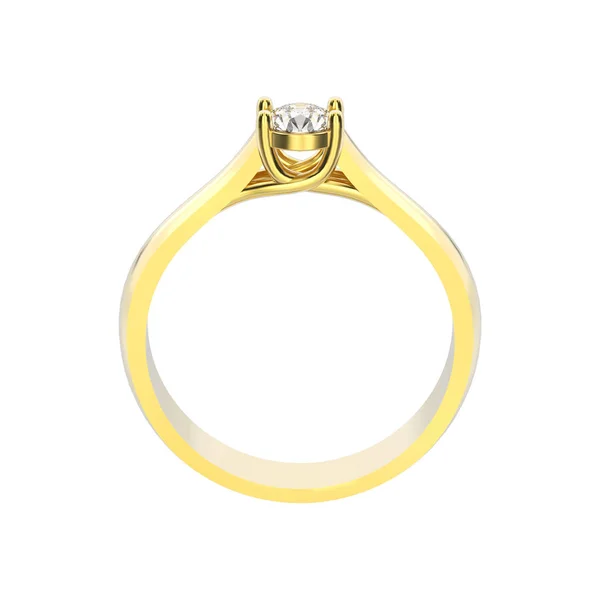 3D ilustracja na białym tle żółty złoty zaręczynowy pierścień ozdobny — Zdjęcie stockowe