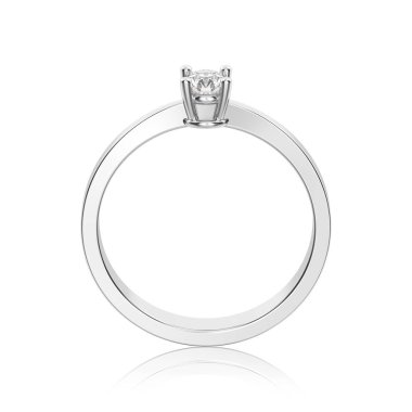 3D illüstrasyon izole beyaz altın veya gümüş dekoratif solitai