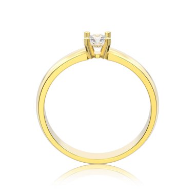 3D illüstrasyon izole sarı altın geleneksel solitaire engag