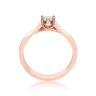 3D illüstrasyon izole gül altın nişan dekoratif halka wi