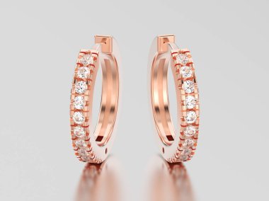 3D çizim gül altın dekoratif elmas küpe loc menteşeli