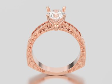 3D çizim gül altın dekoratif elmas yüzük ile süsleme 