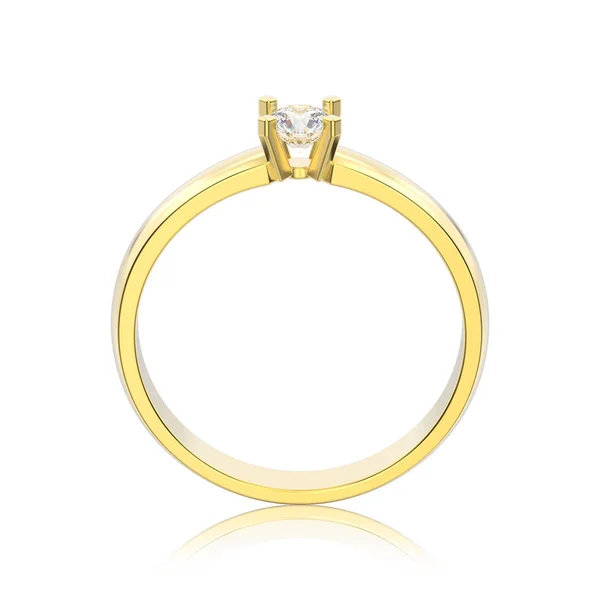 3D illustration isolated yellow gold traditional solitaire engag — Stock Photo, Image