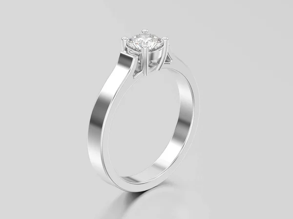 Ilustração 3D ouro branco ou prata solitário noivado diamante — Fotografia de Stock
