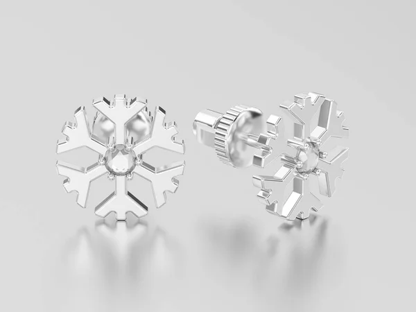 Illustrazione 3D oro bianco o argento diamante fiocco di neve stallone earr — Foto Stock