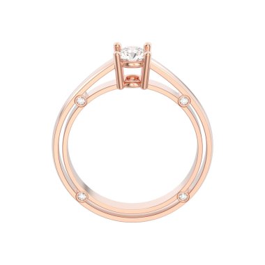 3D illüstrasyon izole gül altın dekoratif solitaire engageme