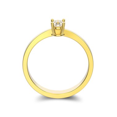 3D illüstrasyon izole sarı altın dekoratif solitaire meşgul