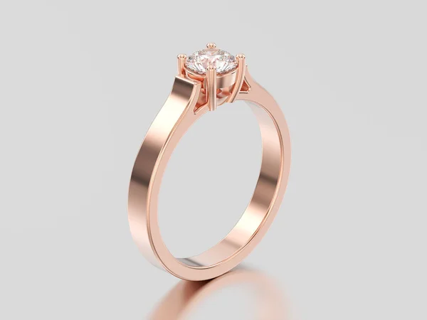 Ilustração 3D rosa ouro solitário noivado anel de diamante com — Fotografia de Stock