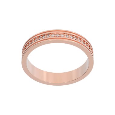 3D illüstrasyon izole gül altın nişan alyans diamo