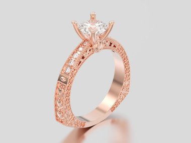 3D çizim gül altın dekoratif elmas yüzük ile süsleme 