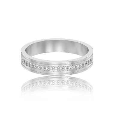 3D illüstrasyon izole beyaz altın veya gümüş nişan düğün