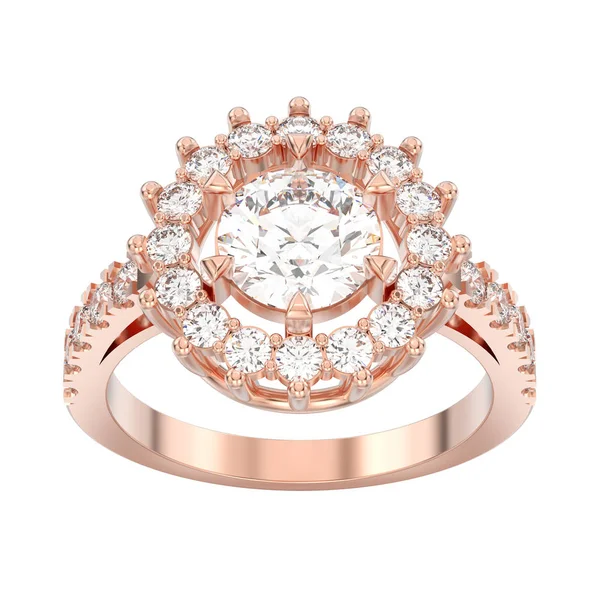 3D illüstrasyon izole gül altın solitaire dekoratif elmas 