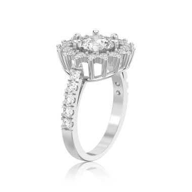 3D illüstrasyon izole beyaz altın veya gümüş solitaire Dekorasy