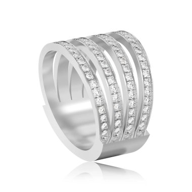 3D illüstrasyon izole beyaz altın veya gümüş dört shanks diamon