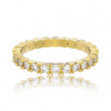 3D illüstrasyon izole sarı altın sonsuzluk band elmas yüzük 