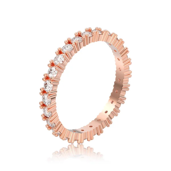 Ilustracja na białym tle 3D rose gold wieczności zespołu diamond ring wi — Zdjęcie stockowe