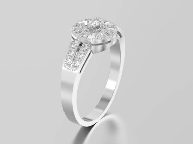 3D illüstrasyon izole beyaz altın veya gümüş dekoratif elmas