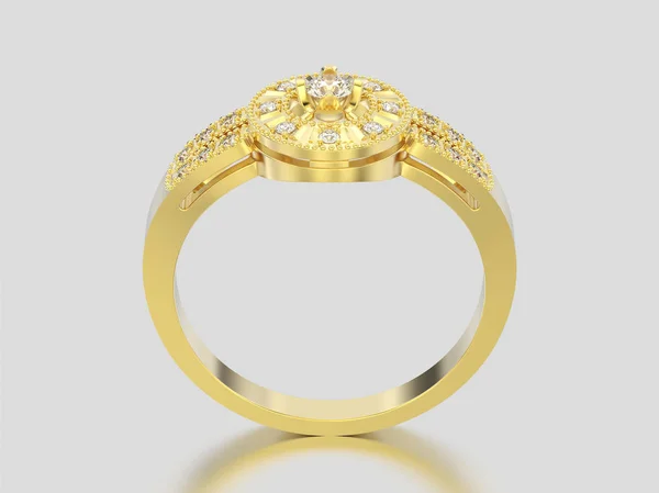 3D-s illusztráció elszigetelt sárga arany dekoratív gyémánt gyűrű — Stock Fotó