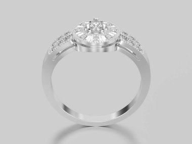 3D illüstrasyon izole beyaz altın veya gümüş dekoratif elmas