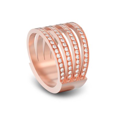 3D illüstrasyon izole sarı altın dört shanks pırlanta yüzük wi