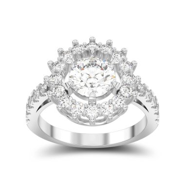 3D illüstrasyon izole beyaz altın veya gümüş solitaire Dekorasy