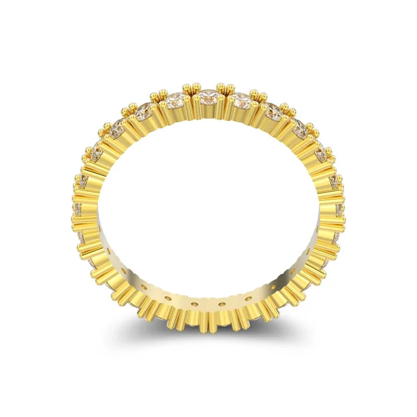3D иллюстрация изолированное желтое кольцо вечности из золота с бриллиантом — стоковое фото